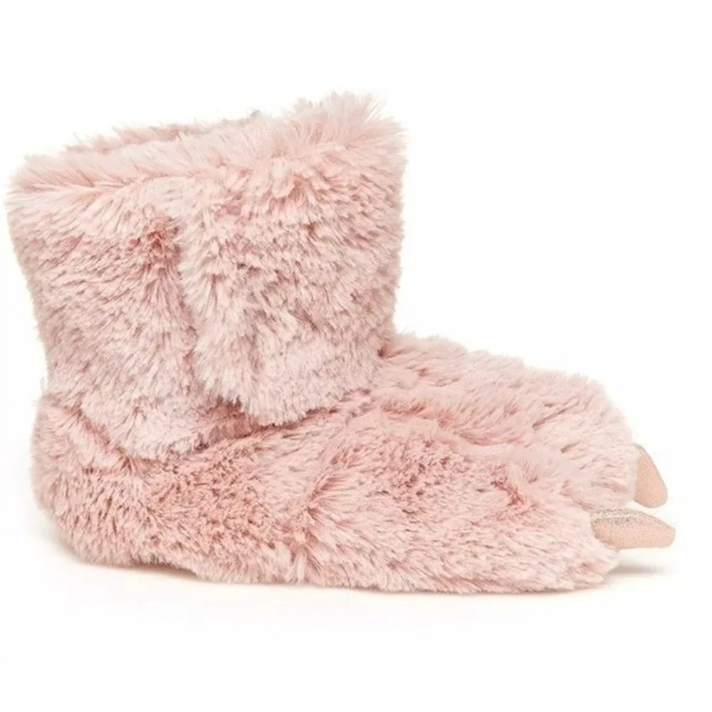 Carter's Pink Slippers Toddler Girls XS Small Pink Monster Claw Bootie Sparkle